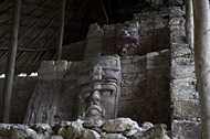 Mayan Edifice of the Masks at Kohunlich - kohunlich mayan ruins,kohunlich mayan temple,mayan temple pictures,mayan ruins photos